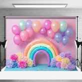 Lofaris Floral Balloon Rainbow Shape Cake Smash Backdrop